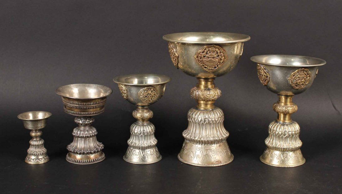 Five Middle Eastern Silvered and Gilt Chalices (1 of 7)