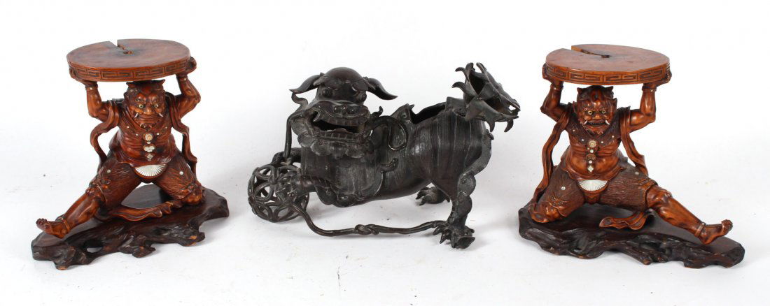 Pair of Carved Hardwood Figural Stand (1 of 9)