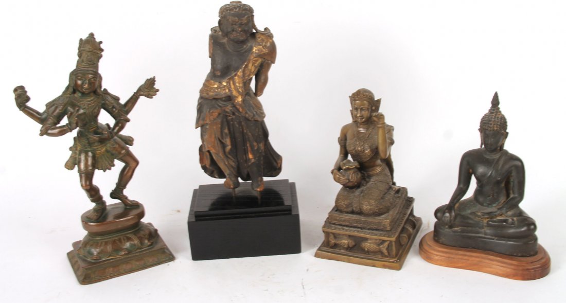 Four Metal and Wood Thai Deity Figures (1 of 9)