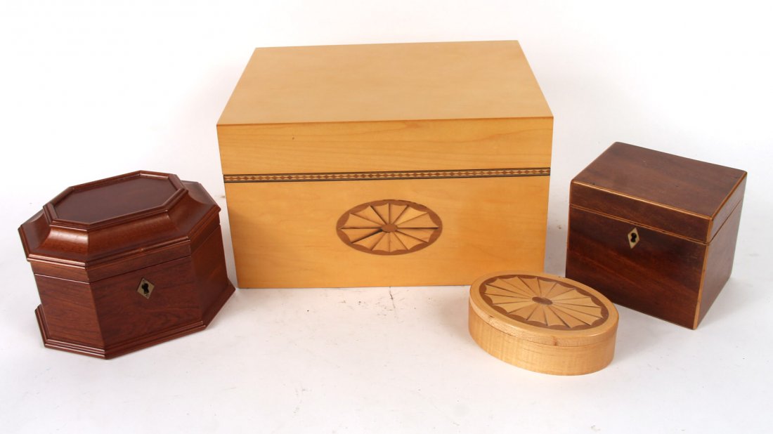 Regency Inlaid Mahogany Tea Caddy (1 of 9)