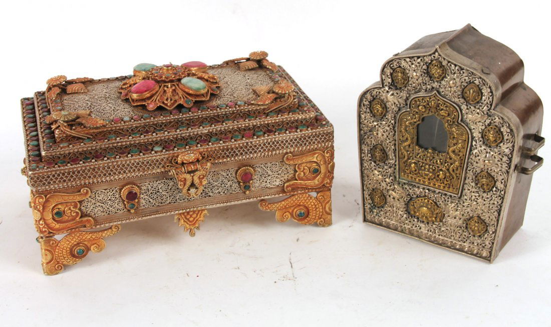 Gold and Silver Tone Metal Relic Box (1 of 7)