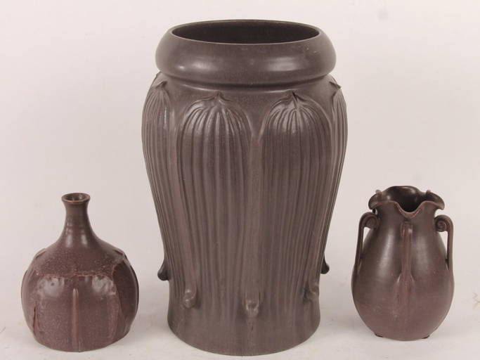 Three Ephraim Faiance Pottery Vases May 18, 2016 Nye & Company in NJ