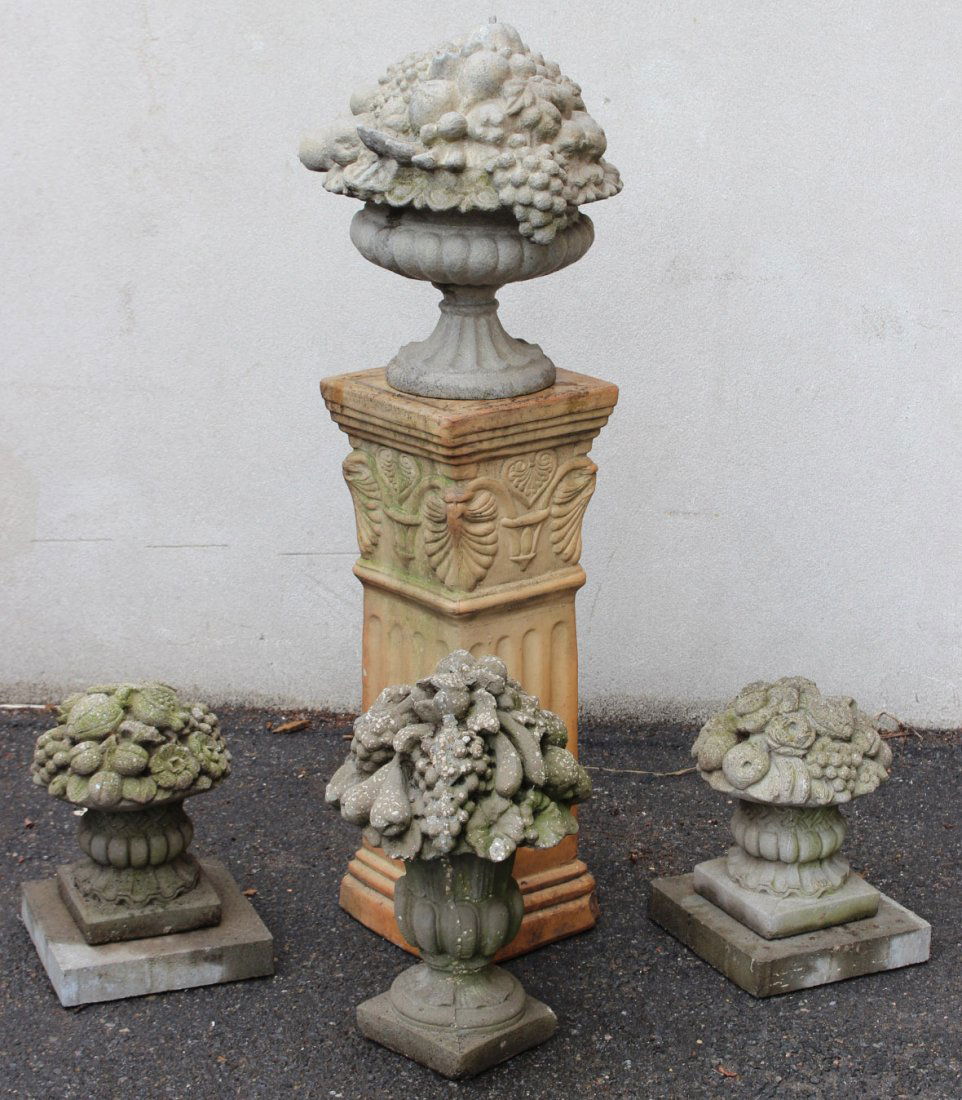 Three Cast-Stone Flower-Filled Urns (1 of 10)