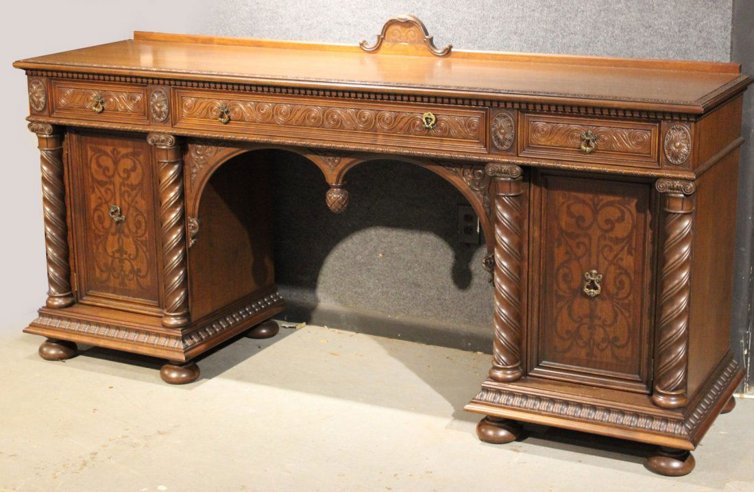 Baroque Style Inlaid Mahogany Sideboard (1 of 8)
