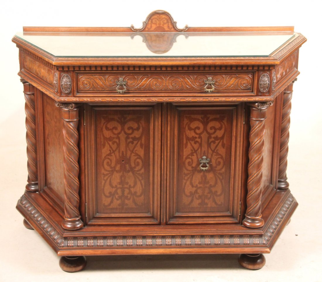 Baroque Style Inlaid Mahogany Commode (1 of 10)