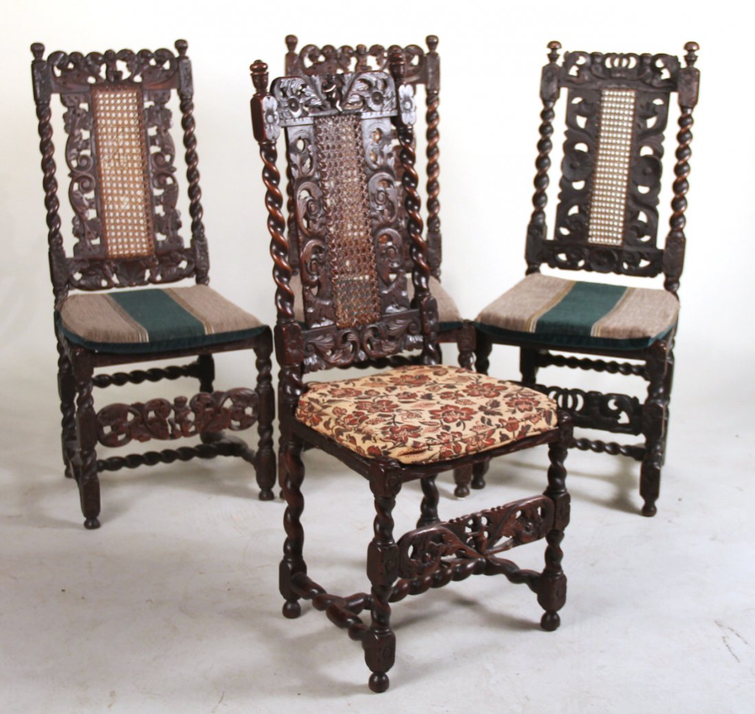 Four Baroque Carved Oak Side Chairs (1 of 10)