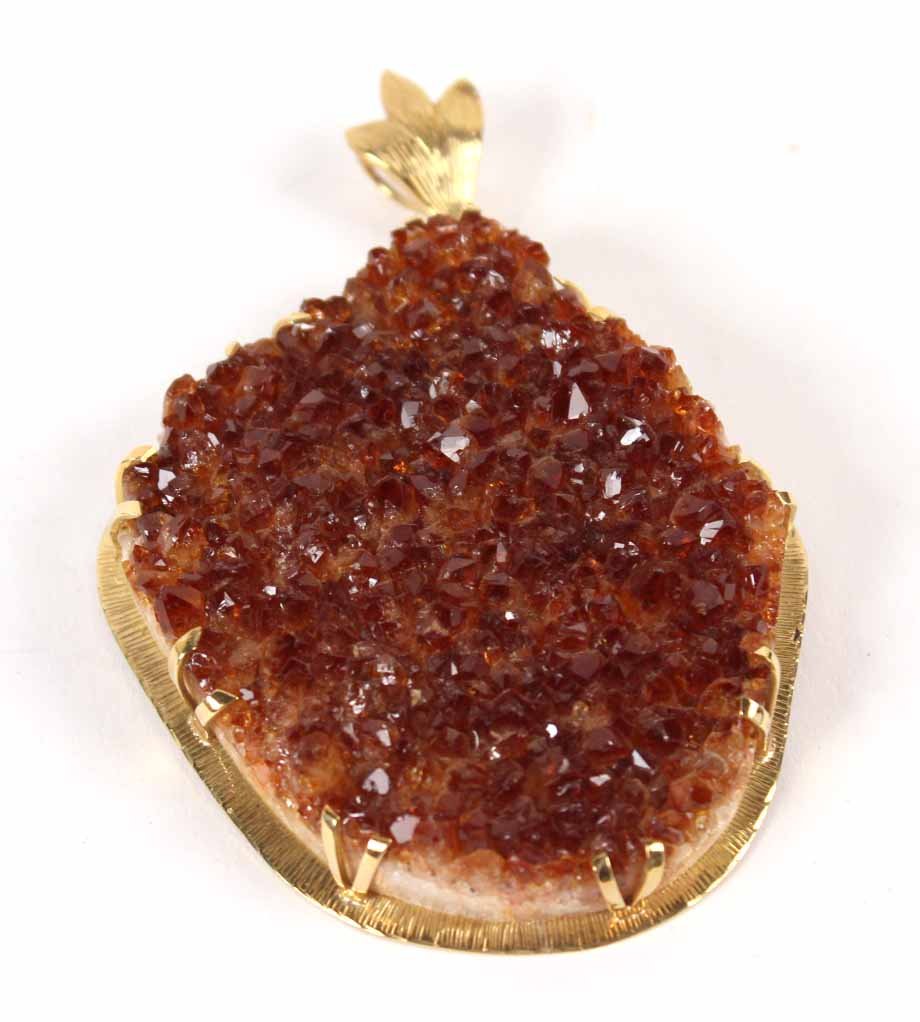 18K Yellow Gold Mounted Crystal Hardstone Pendant (1 of 4)