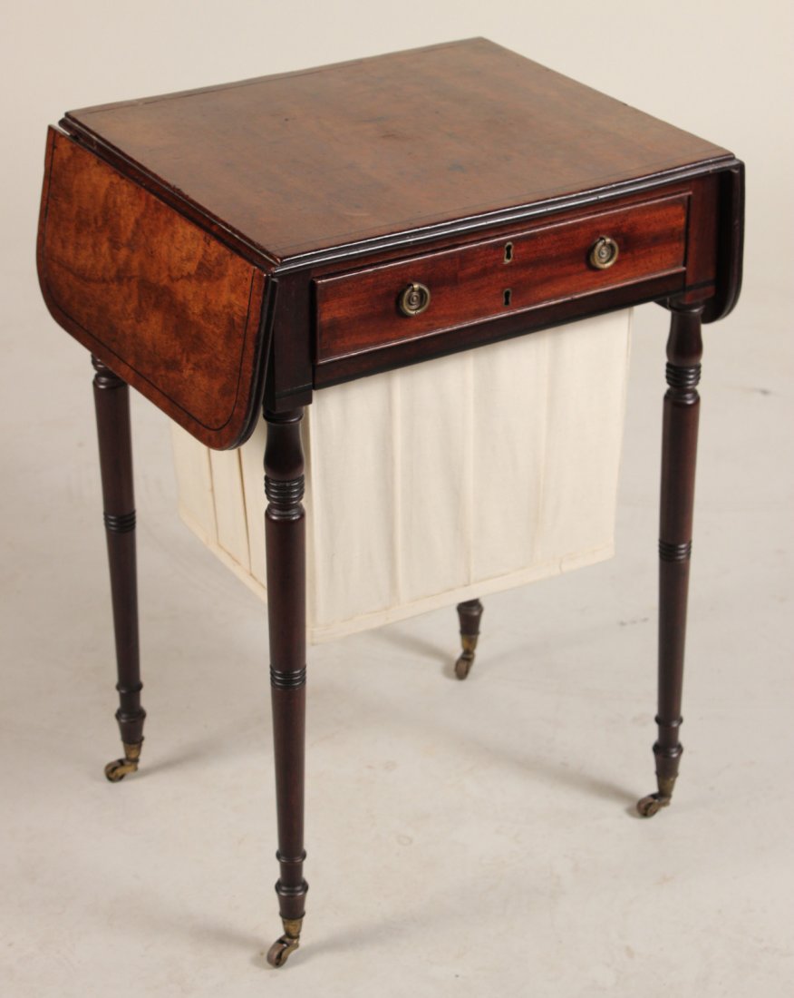 Mahogany Drop Leaf Work Table, English, 19thC. (1 of 9)