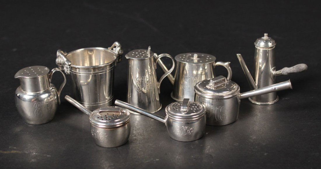 Seven English Silver Whimsical Form Salt Shakers (1 of 6)