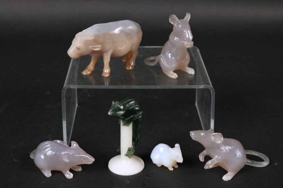 Menagerie of Six Faberge Hardstone Animals (1 of 9)
