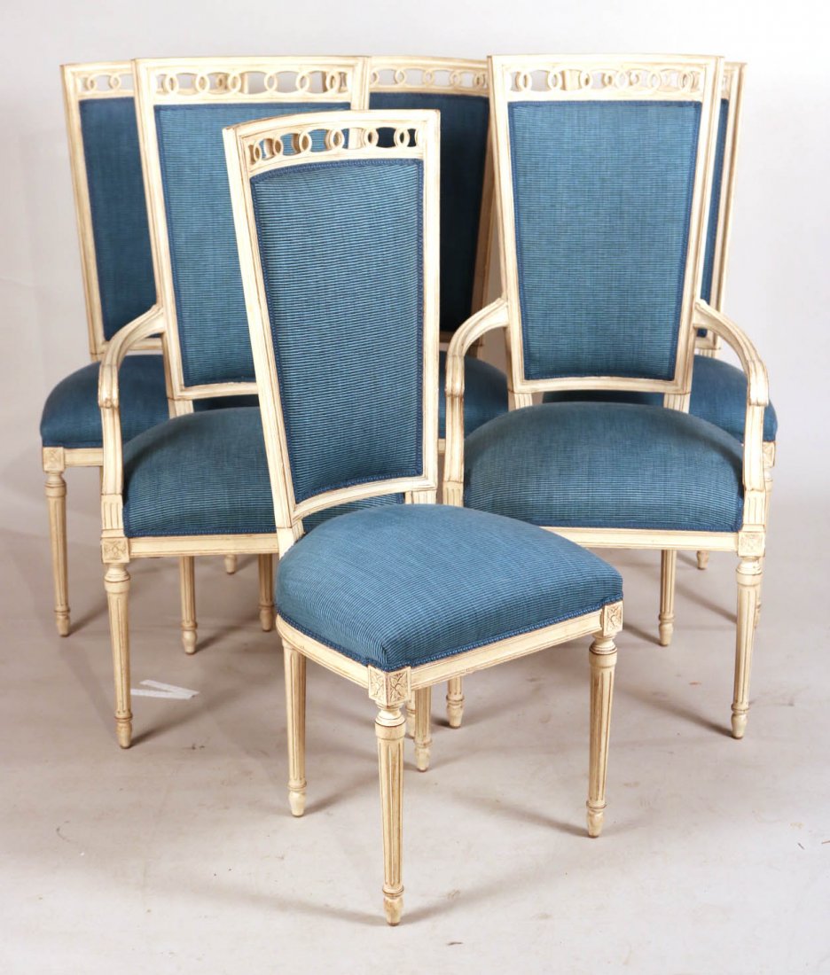 Six Louis XVI Style White-Painted Dining Chairs (1 of 9)