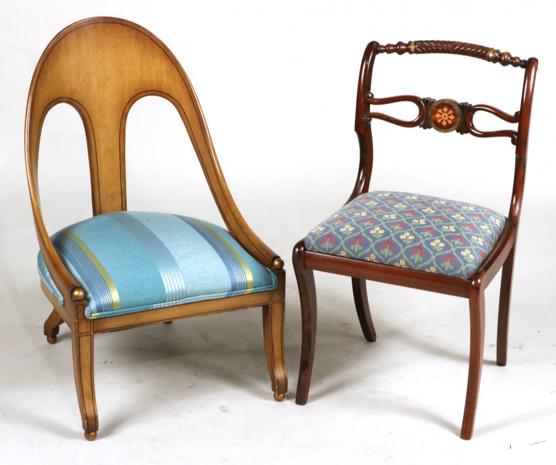 Neoclassical-Style Painted Slipper Chair (1 of 10)