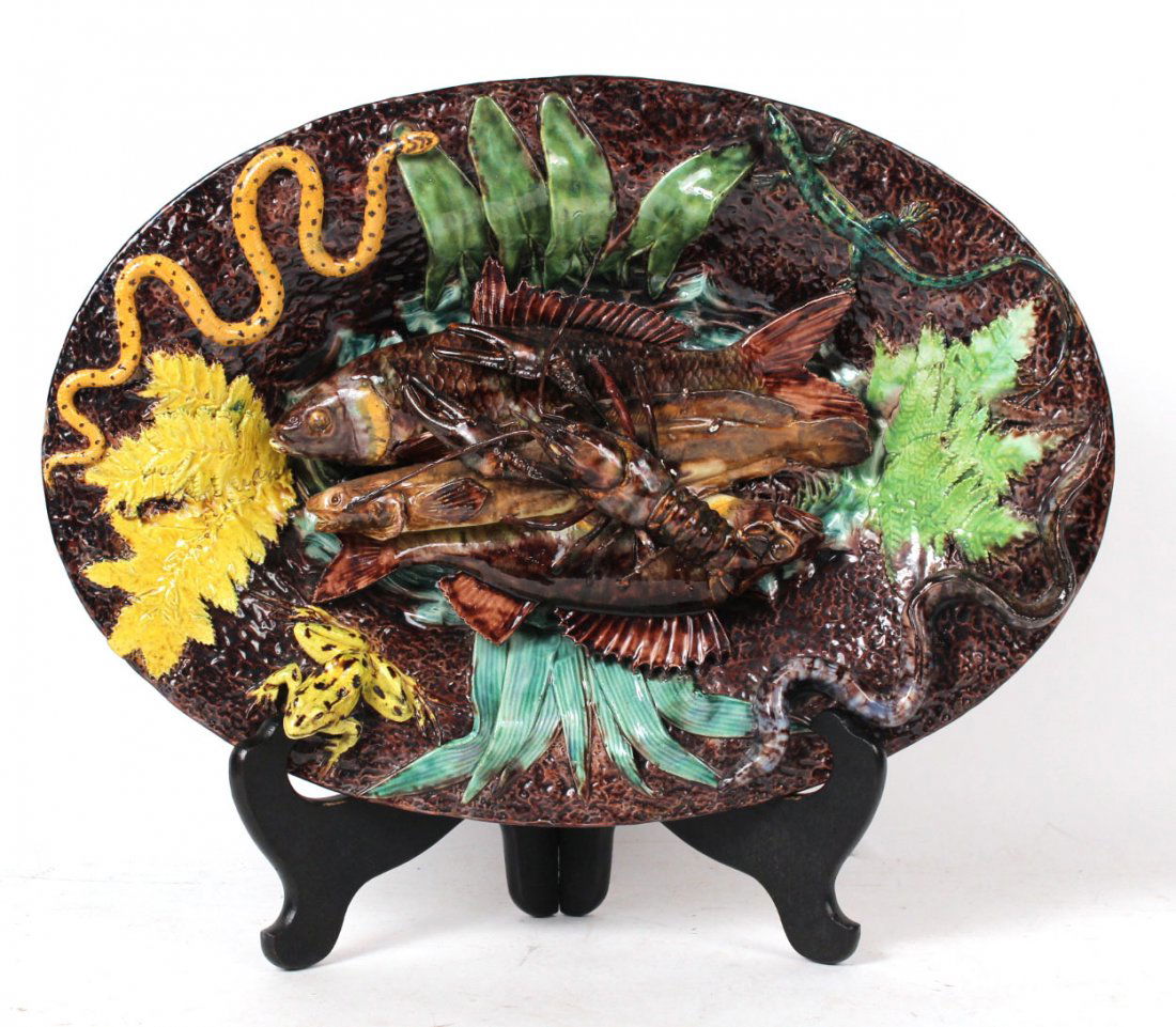 Ceramic Fish and Reptile Decorated Oval Platter (1 of 6)