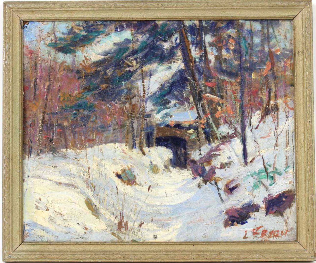 Oil on Board Winter Landscape, Leo F. Dorn (1 of 5)