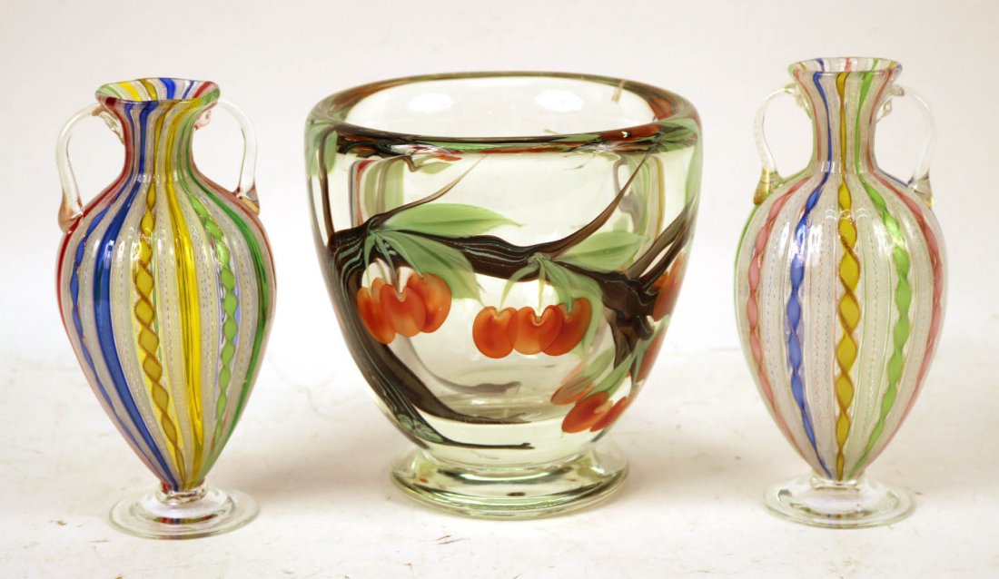 Art Glass Cherry Motif Vase (1 of 8)