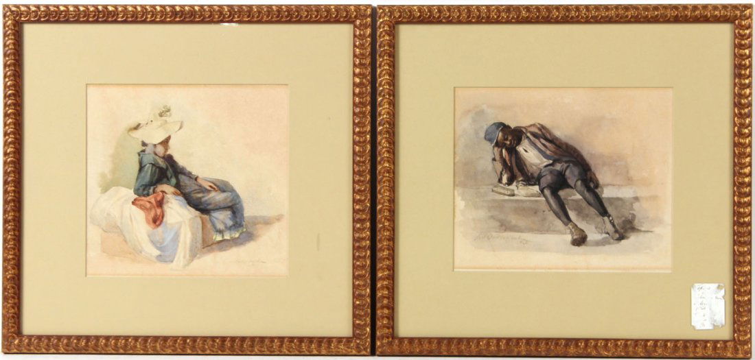 Two Watercolors, Portraits, Robert Onderdonk (1 of 9)