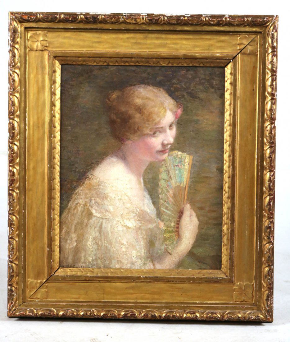 Oil on Canvas, Portrait of a Woman with Fan (1 of 9)