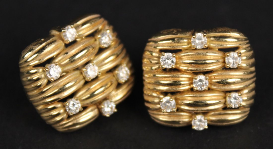 Pair of 18K Yellow Gold & Diamond Earrings (1 of 6)