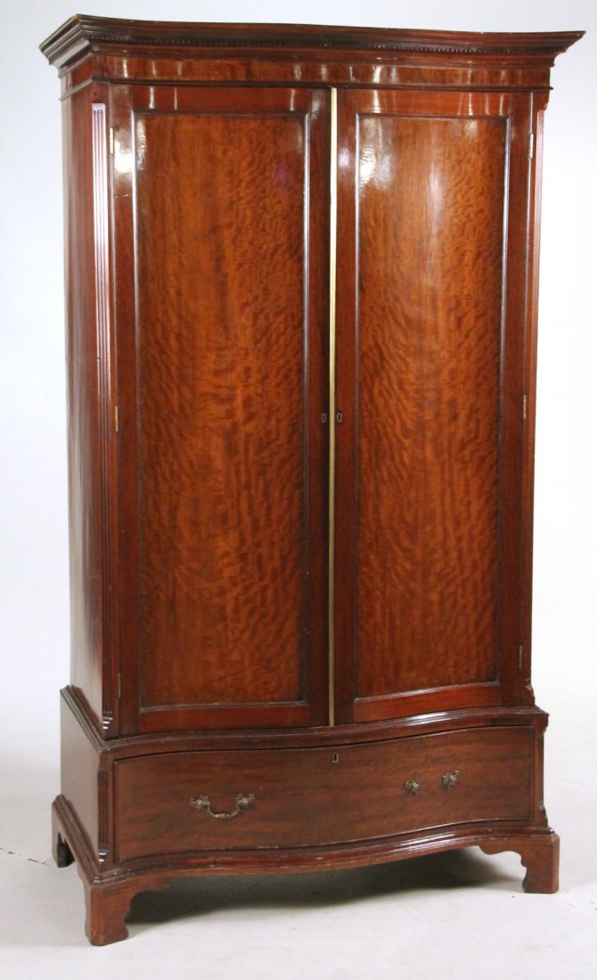 George III Style Mahogany Linen Press: 19th/20th C. 6'3-1/2"h x 43"w x 23"d