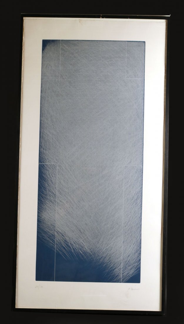Etching, Silver Lines & Blue Paper, Arnulf Rainer (1 of 7)