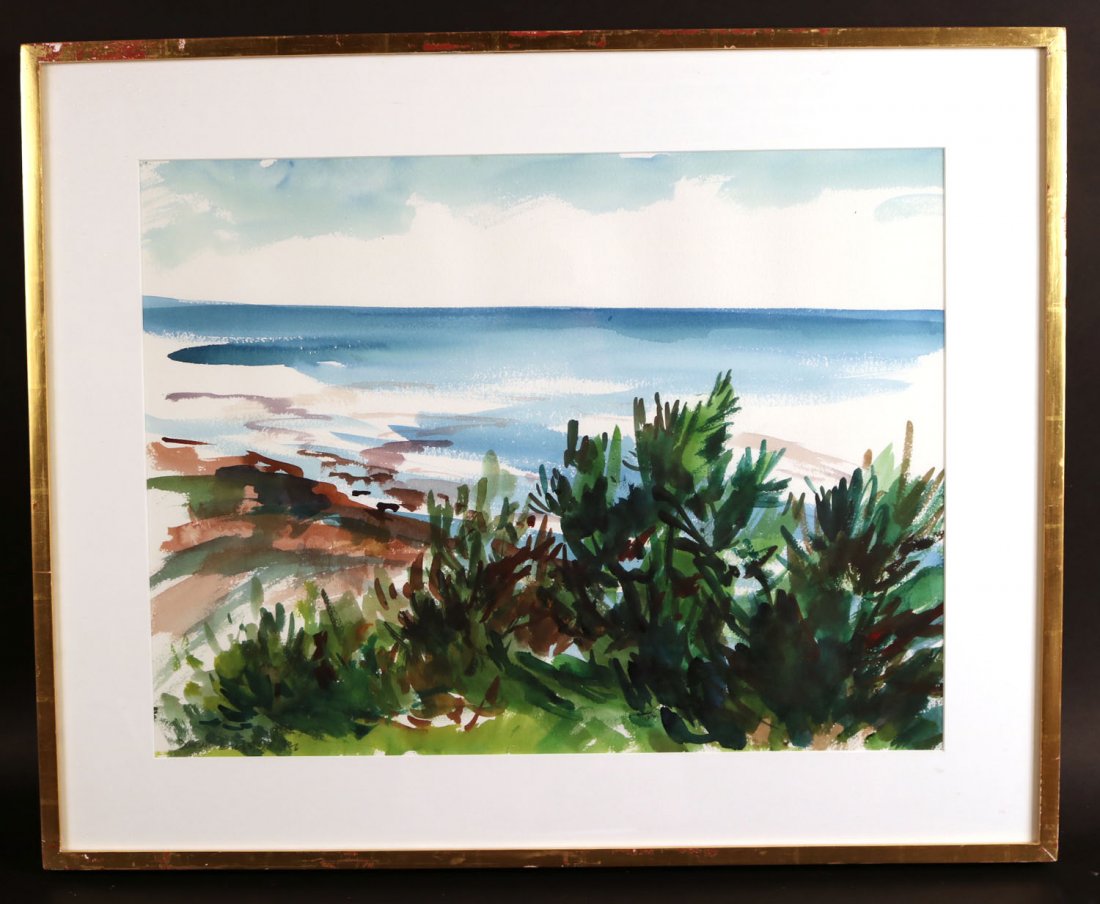 Watercolor, Landscape, Deborah Brown: Titled "Firs on Grove Point I," signed l.l. RDA#60040 Bin#90 Sight size: 17-1/2"h x 23-1/2w