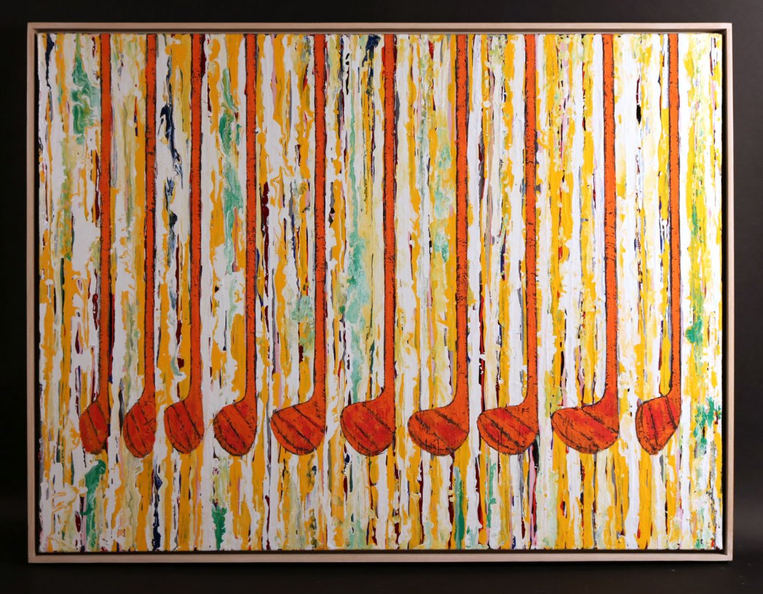Oil and Enamel on Canvas, "Clubs," Michael Harvey (1 of 4)