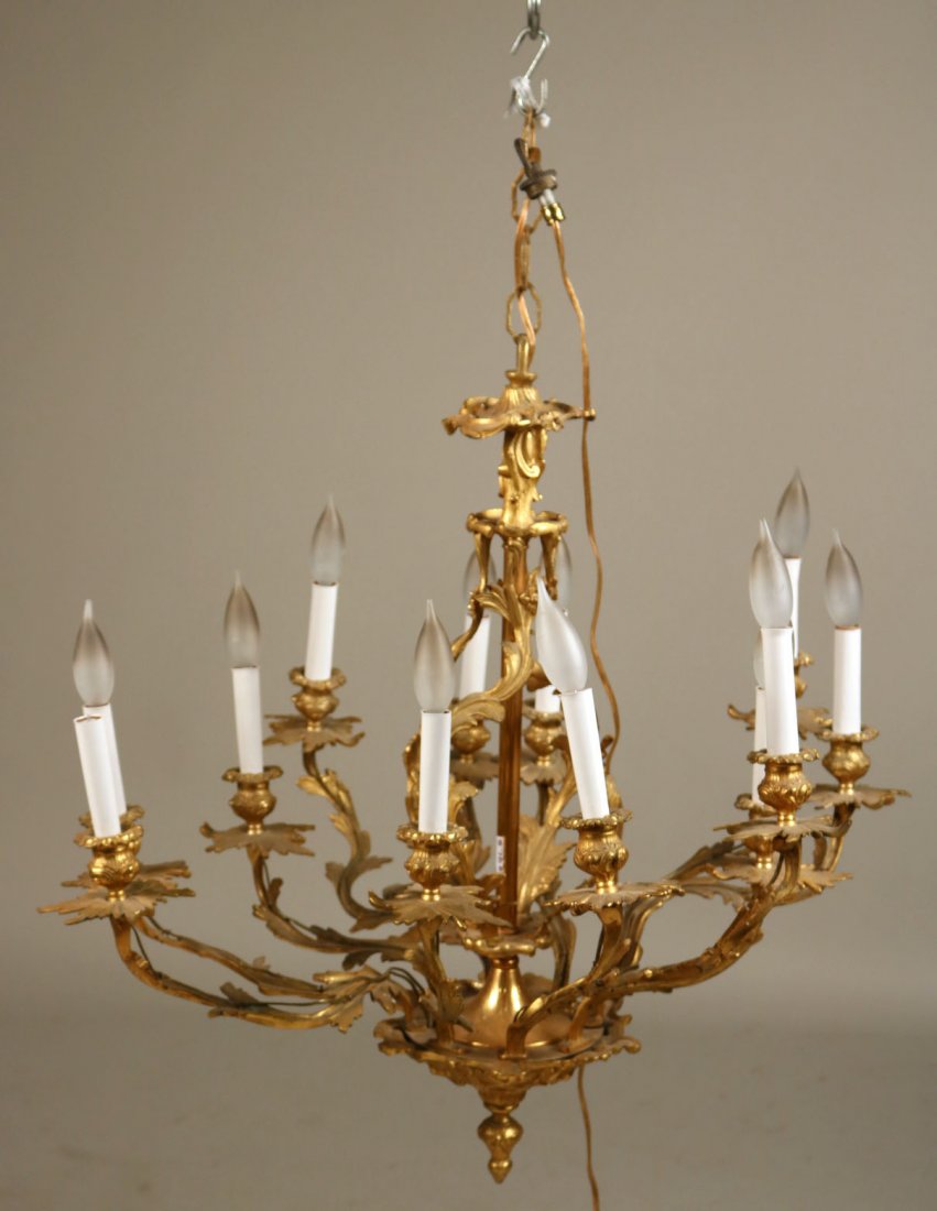 Rococo Style Gilt Metal Twelve-Light Chandelier (1 of 5)