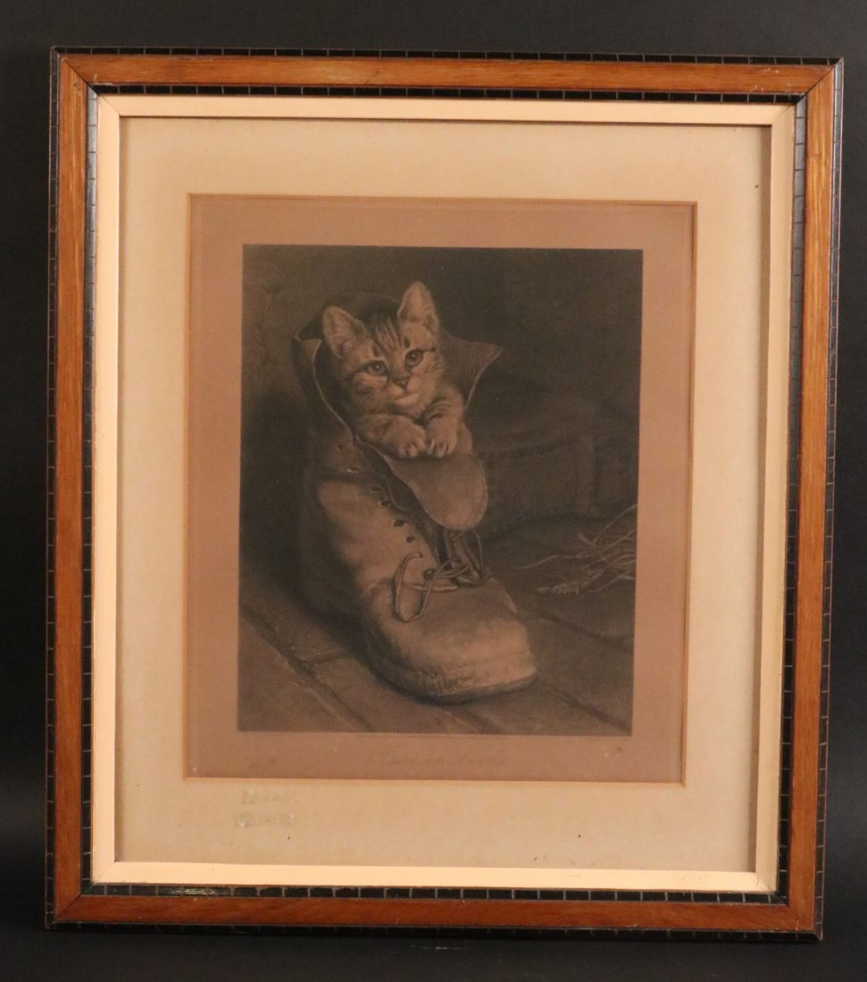 Engraving, "Puss in Boots," After JB Pratt: Sight 15"h x 14 1/2"w