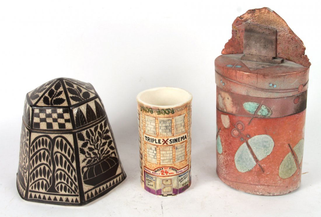 Three Art Pottery Covered Urns and a Vase (1 of 8)