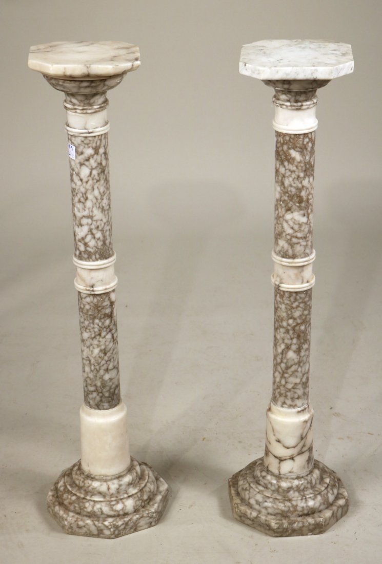 Pair of White Marble Columnar Pedestals (1 of 10)