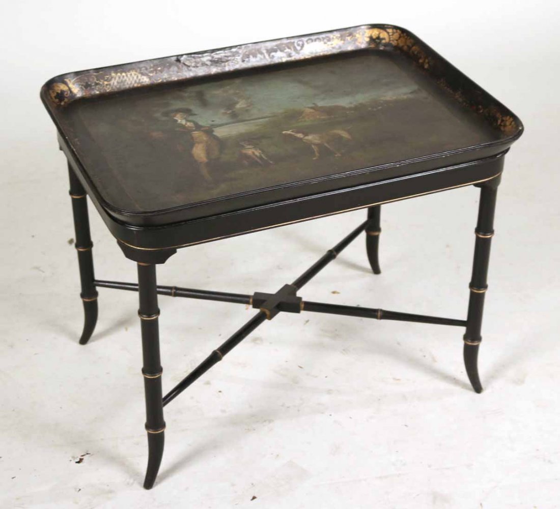 Paint-Decorated Papier Mache Tray Top Table (1 of 4)
