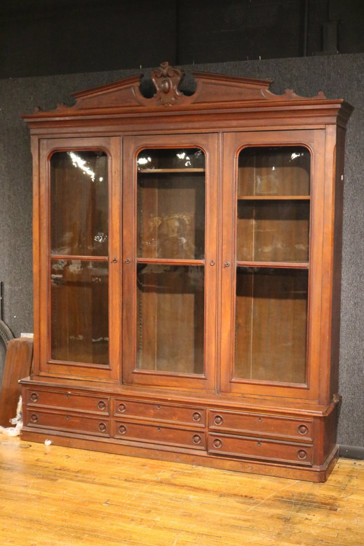 Victorian Walnut Bookcase Cabinet (1 of 7)