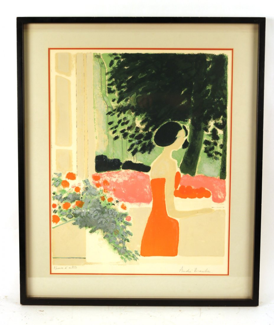 Lithograph, Female in Landscape, Andre Braulier (1 of 6)