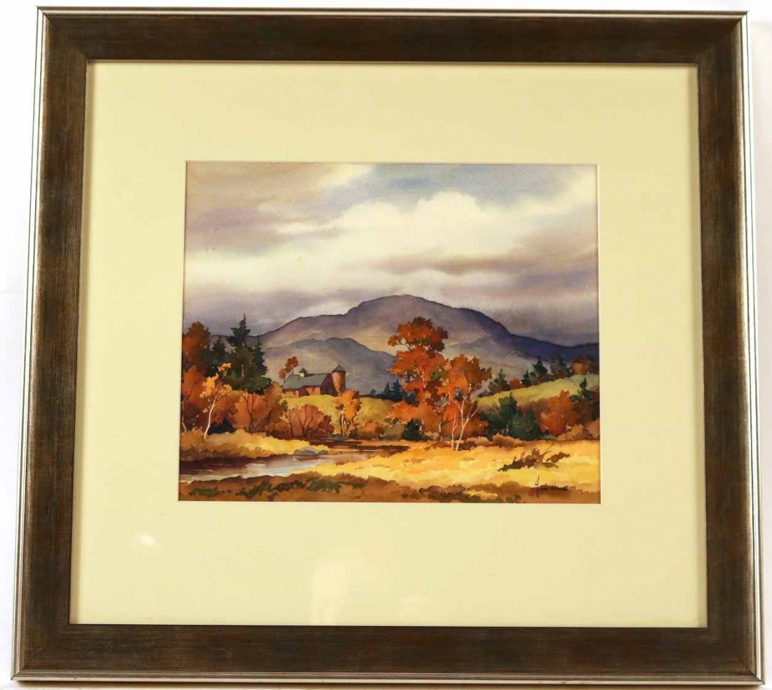 Watercolor, Vermont Fall Landscape, John Hare: John Cuthbert Hare (American, 1908-1978), signed l.r. "John Hare." Sight size: 9-1/4"h x 11-1/4"w