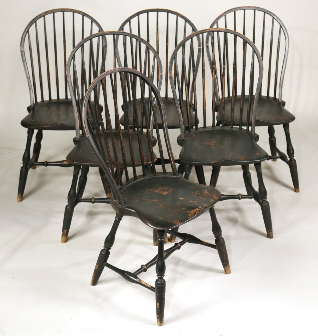 Six Windsor Style Black-Painted Side Chairs (1 of 7)