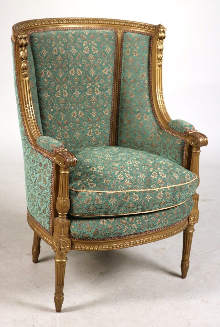 Louis XVI Style Giltwood Barrel-Back Chair (1 of 8)