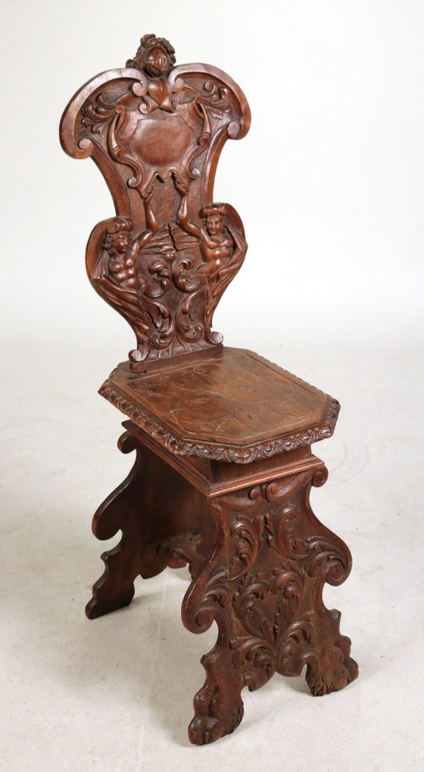 Renaissance Revival Carved Walnut Backstool (1 of 7)