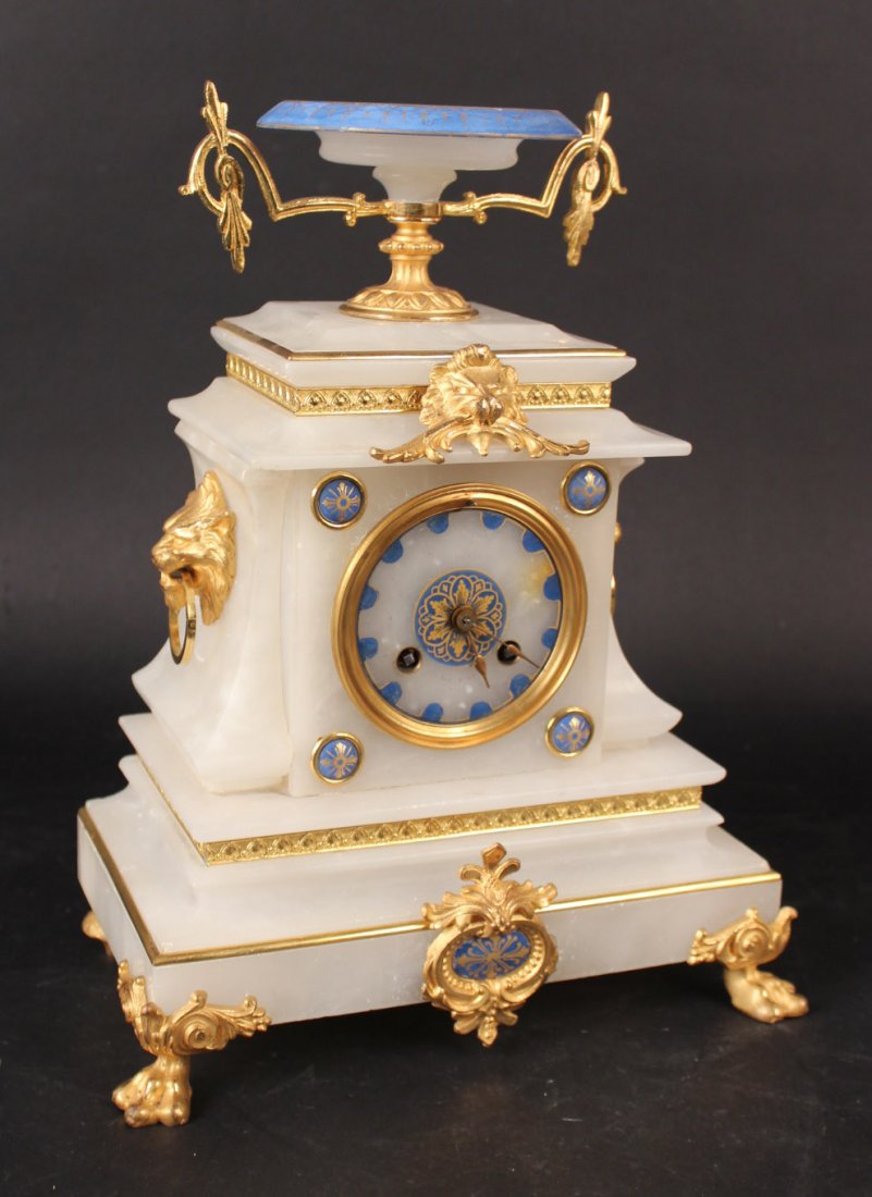 French Hard Stone Gilt Metal Mounted Clock (1 of 6)