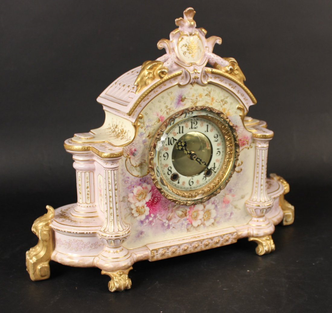 German Porcelain Mantle Clock (1 of 9)