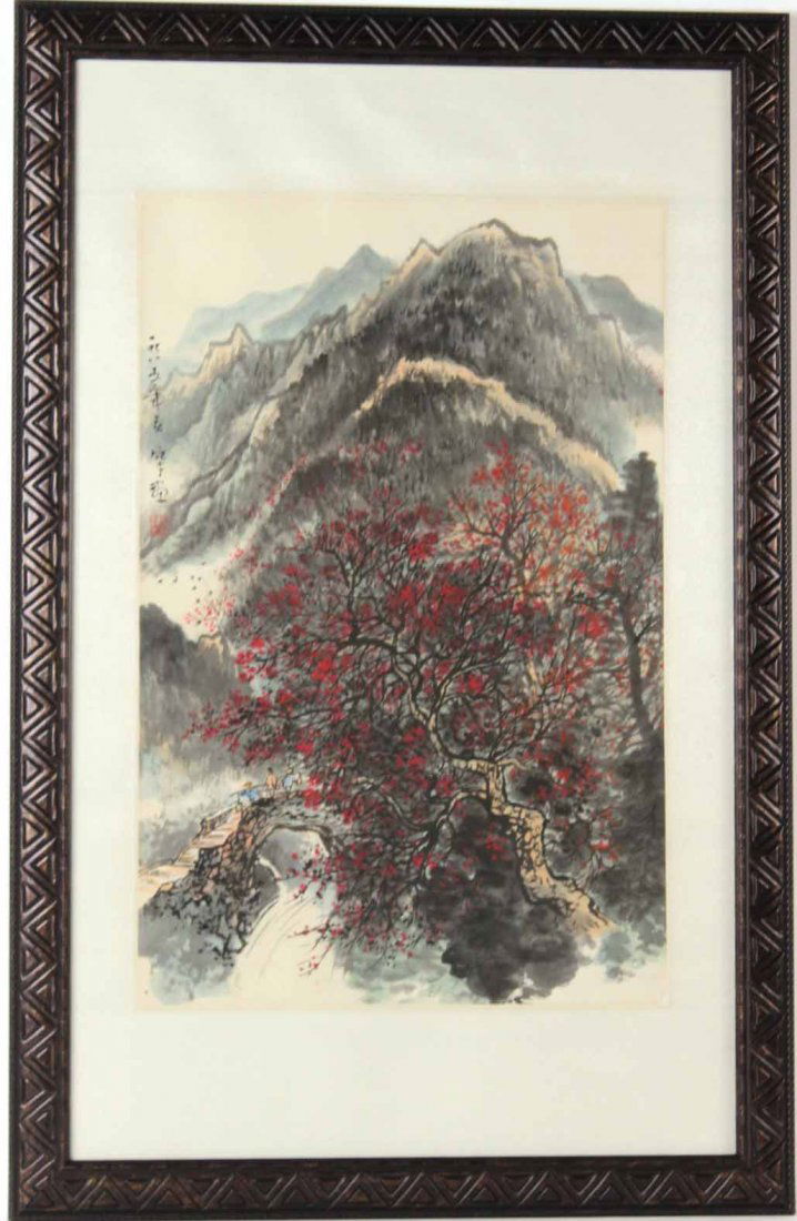 Japanese Mixed Media Mountain Landscape (1 of 5)