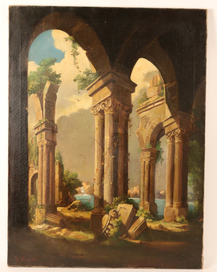 Oil on Canvas, Neoclassical Scene (1 of 9)