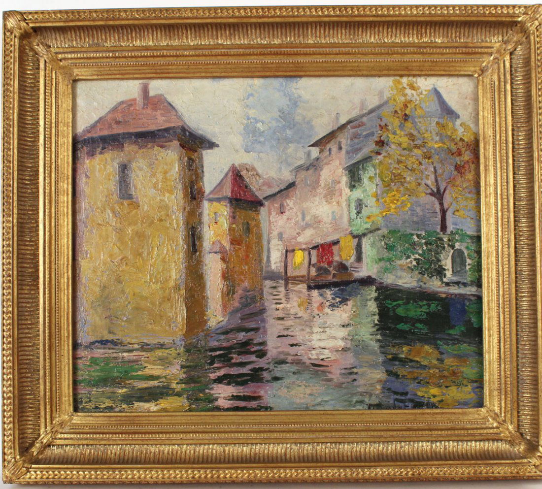 Oil on Canvas, Canal Scene, Hildegard Hamilton (1 of 9)