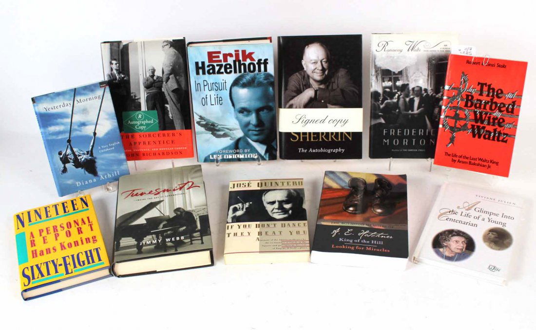 Eleven Autographed Memoirs and Biographies: Some signed to the consignor, including, "Tunesmith," by Jimmy Webb, "The Sorcerer's Apprentice," by John Richardson, "Yesterday Morning," by Diana Athill, and "King of the Hill," by A.E. Hotchner.