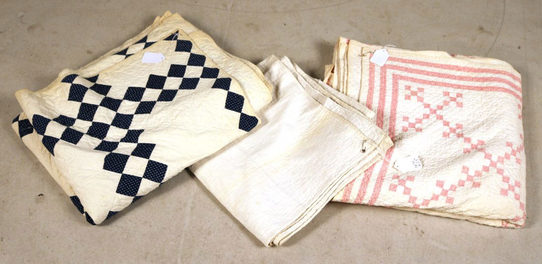Three Hand-Stiched Pieced Cotton Quilts (1 of 7)