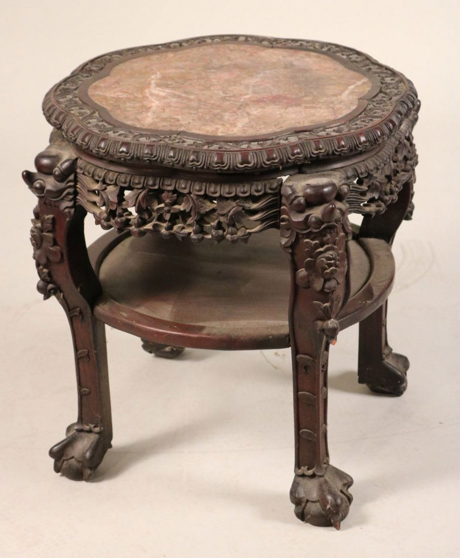 Chinese Marble-Inset Hardwood Side Table (1 of 8)