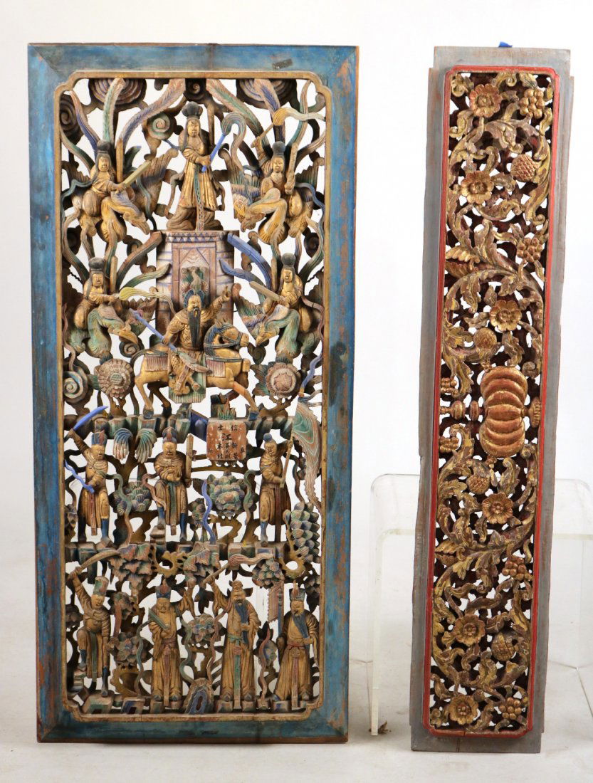 Two Painted Carved Wood Architectural Elements (1 of 10)