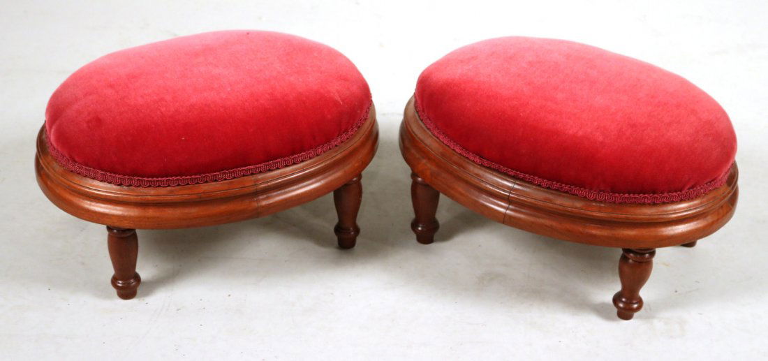 Pair of Victorian Walnut Footstools (1 of 4)