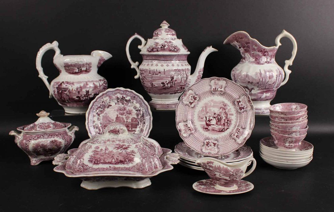 Group of Purple & White Transfer Decorated Items (1 of 8)