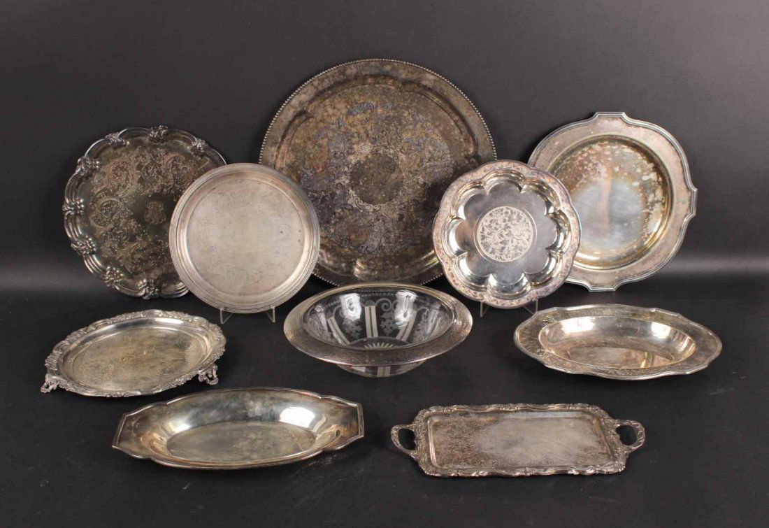 Six Silver Plated Circular Trays (1 of 7)