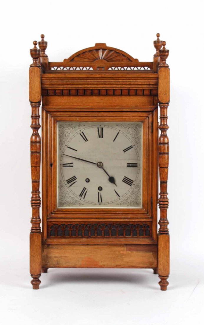 Victorian Carved Oak Mantel Clock (1 of 7)